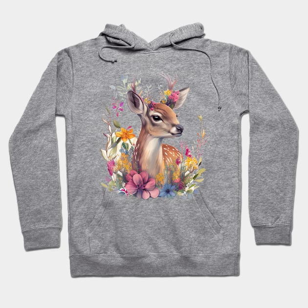 Deer Floral Hoodie by Mixtgifts